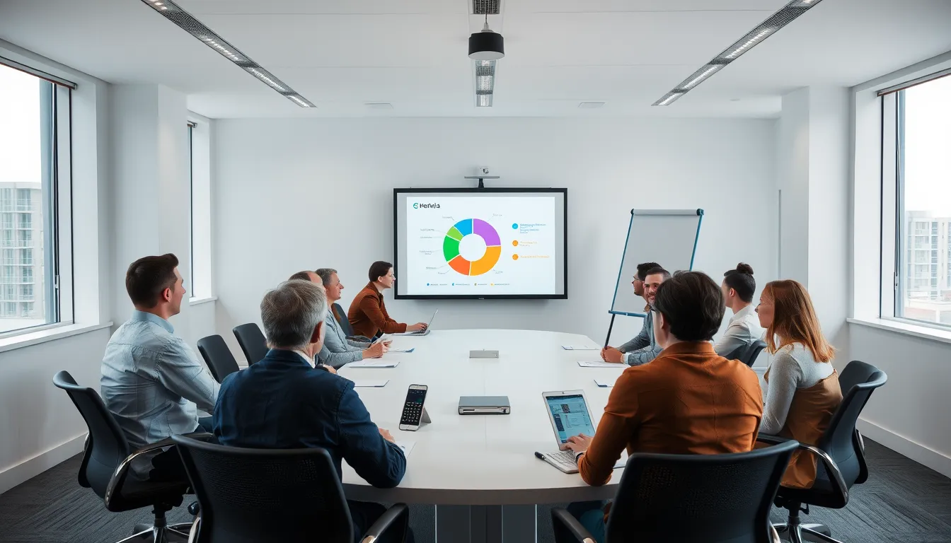 Create a photorealistic, ultra-high quality 8K resolution header image showcasing a modern, dynamic office environment. The scene should feature a diverse group of professionals, representing different departments within a digital marketing agency, collaborating in a vibrant and inspiring workspace. Focus on conveying a sense of teamwork, innovation, and expertise. The lighting should be bright and natural, with large windows casting soft sunlight onto the scene. The color palette should be vibrant and energetic, incorporating shades of blue, green, and orange, reflecting the creative and engaging nature of digital marketing. Capture a variety of textures and materials, including polished wood desks, sleek white walls, and contemporary furniture, emphasizing the modern and sophisticated feel of the agency. The image should be composed from a slightly elevated angle, showcasing the entire workspace and capturing the energy and collaboration happening within it. Include relevant props such as laptops, smartphones, tablets, and whiteboards, suggesting the technological and analytical nature of the work. Use a shallow depth of field to draw attention to the main subjects and create a professional yet approachable atmosphere. Reference the style of successful digital marketing agencies featured in design publications and websites to ensure a modern and inspiring aesthetic., ultra high resolution, photorealistic, 8K, hyperdetailed, cinematic lighting