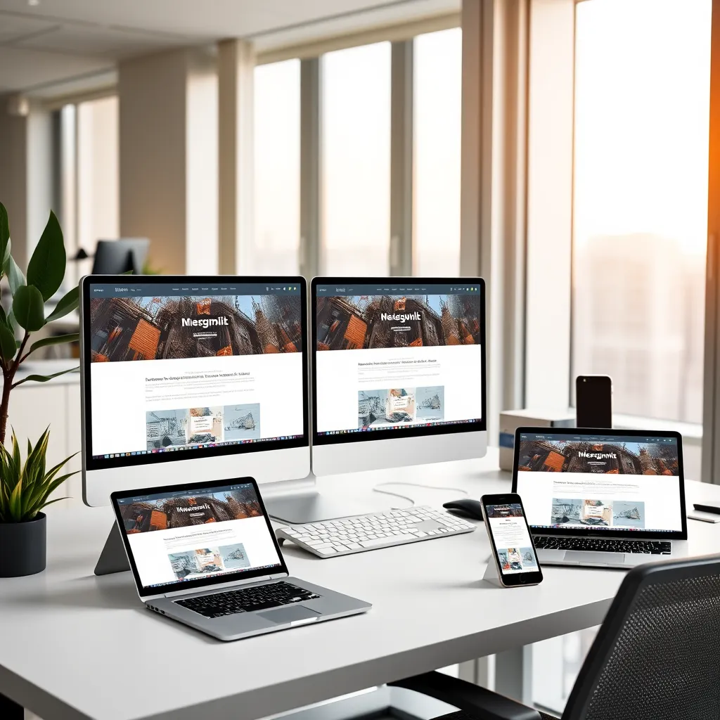 A close-up of a hand interacting with a modern website on a smartphone, showcasing smooth scrolling, clear navigation, and visually appealing design elements. The background should be blurred, focusing on the website and hand interaction.