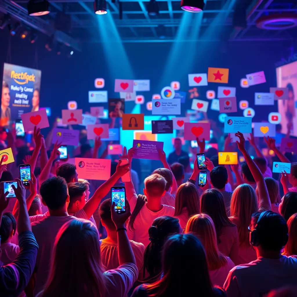 A vibrant and engaging social media feed showcasing positive customer reviews, testimonials, and engaging content about a company's products or services. The overall tone should be positive and encouraging, promoting a strong online presence and positive brand perception.